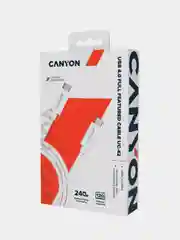 Белый полнофункциональный кабель Canyon C-42, USB Type-C, 200W, 2 метра