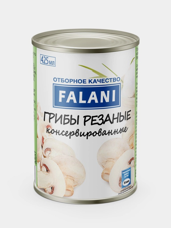 Грибы резаные FALANI, консервированные, 425 мл