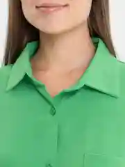 Зеленый костюм женский летний, повседневный, с шортами и рубашкой