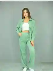 Костюм женский спортивный вельветовый, рубашка и брюки SHARMIN