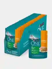 Влажный корм Purina ONE для домашних кошек, с курицей и морковью, 26 штук по 75 г