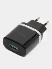 Черный зарядный адаптер C12Q Smart QC3.0, с одним USB портом, поддержка быстрой зарядки QC3.0