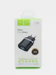 Черный зарядный адаптер C12Q Smart QC3.0, с одним USB портом, поддержка быстрой зарядки QC3.0