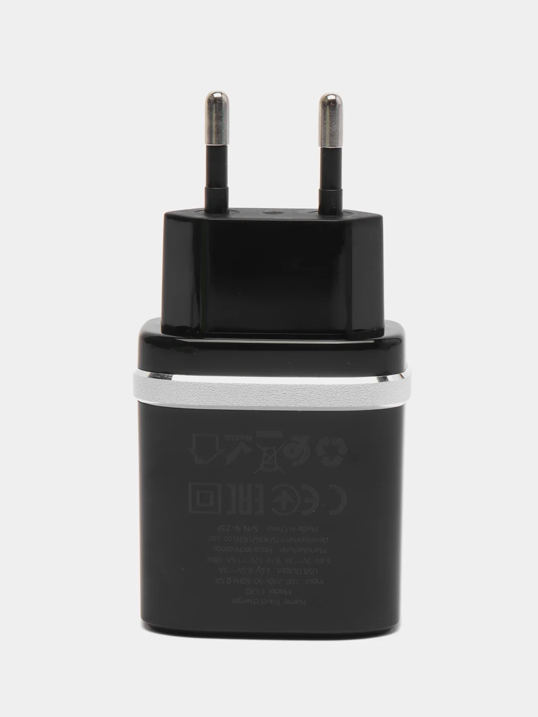 Черный зарядный адаптер C12Q Smart QC3.0, с одним USB портом, поддержка быстрой зарядки QC3.0