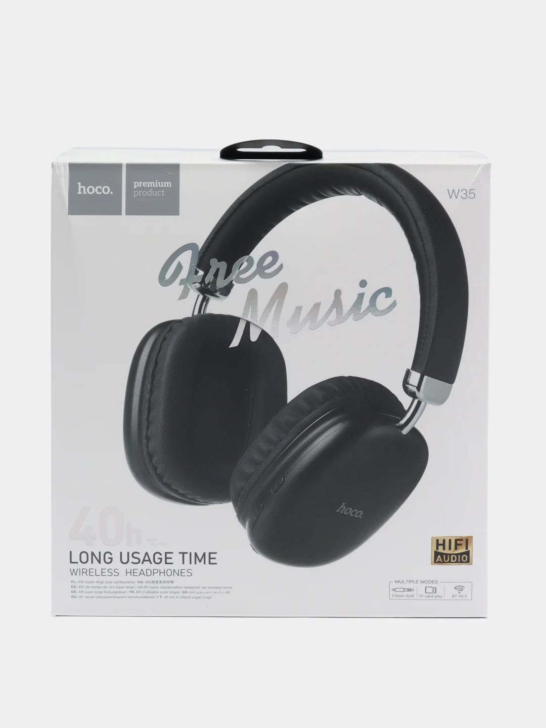 Серебряный наушники беспроводные Hoco W-35 Premium, Bluetooth, Type-C, Jack 3.5