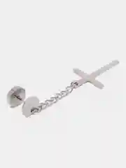 Золотой серьга-гвоздик "Крест" из медицинской стали/ Серьги-подвески/ Серьга крест