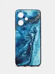 Тёмно-бирюзовый чехол на Infinix Hot 30 Play / Инфиникс Хот 30 Плей прозрачный, с рисунком, защита камеры