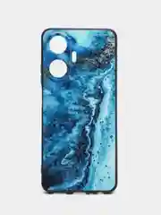 Тёмно-бирюзовый чехол для Realme C55 (Реалми С55), с принтом, с рисунком