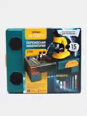 Игровой набор "Переносная лаборатория", микроскоп и 14 предметов