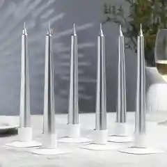 Серебряный свеча античная, набор 6 штук, металлик, 20 х 2 см