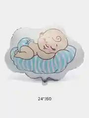 Небесно-голубой фольгированный шар Воздушное облако, Малышка, Малыш на облаке 9"/23 см, 22-26", 55-66 см