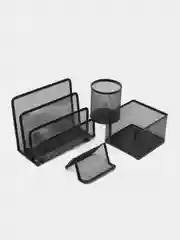Настольный набор руководителя Brauberg Germanium, 6 предметов, черный, металл, 237985