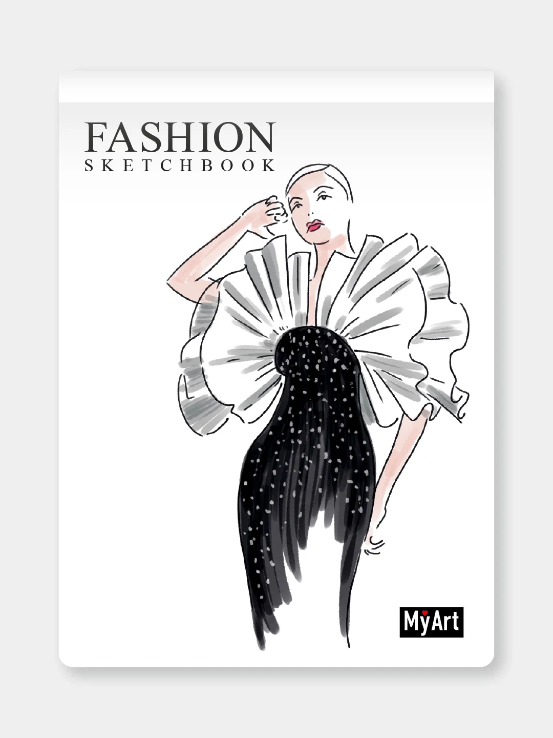 Белый блокнот для зарисовок 40 листов на гребне. MyArt Fashion скетчбук 174х225 мм. Проф-Пресс
