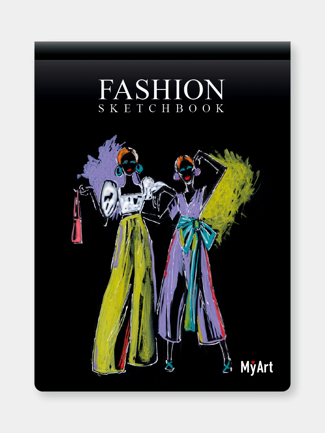 Белый блокнот для зарисовок 40 листов на гребне. MyArt Fashion скетчбук 174х225 мм. Проф-Пресс