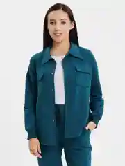 Небесно-голубой женский костюм тройка, штаны,топ, рубашка