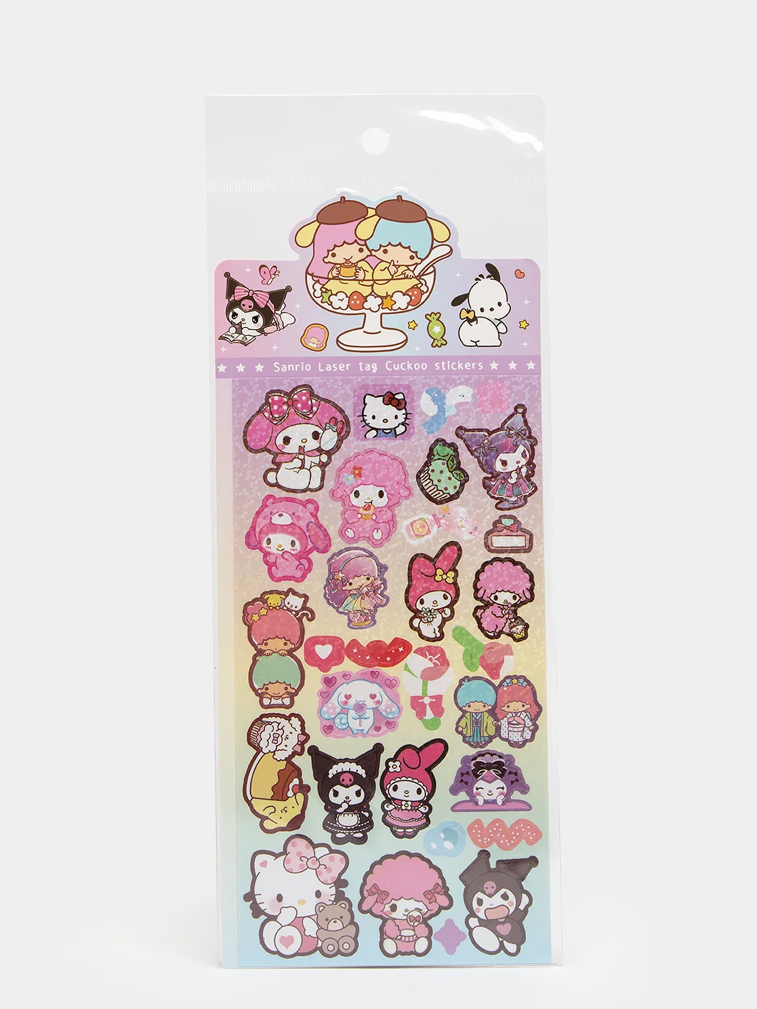 Пудровый стикерпак, стикеры Hello Kitty, наклейки "Куроми", декоративный скотч для скрапбукинга