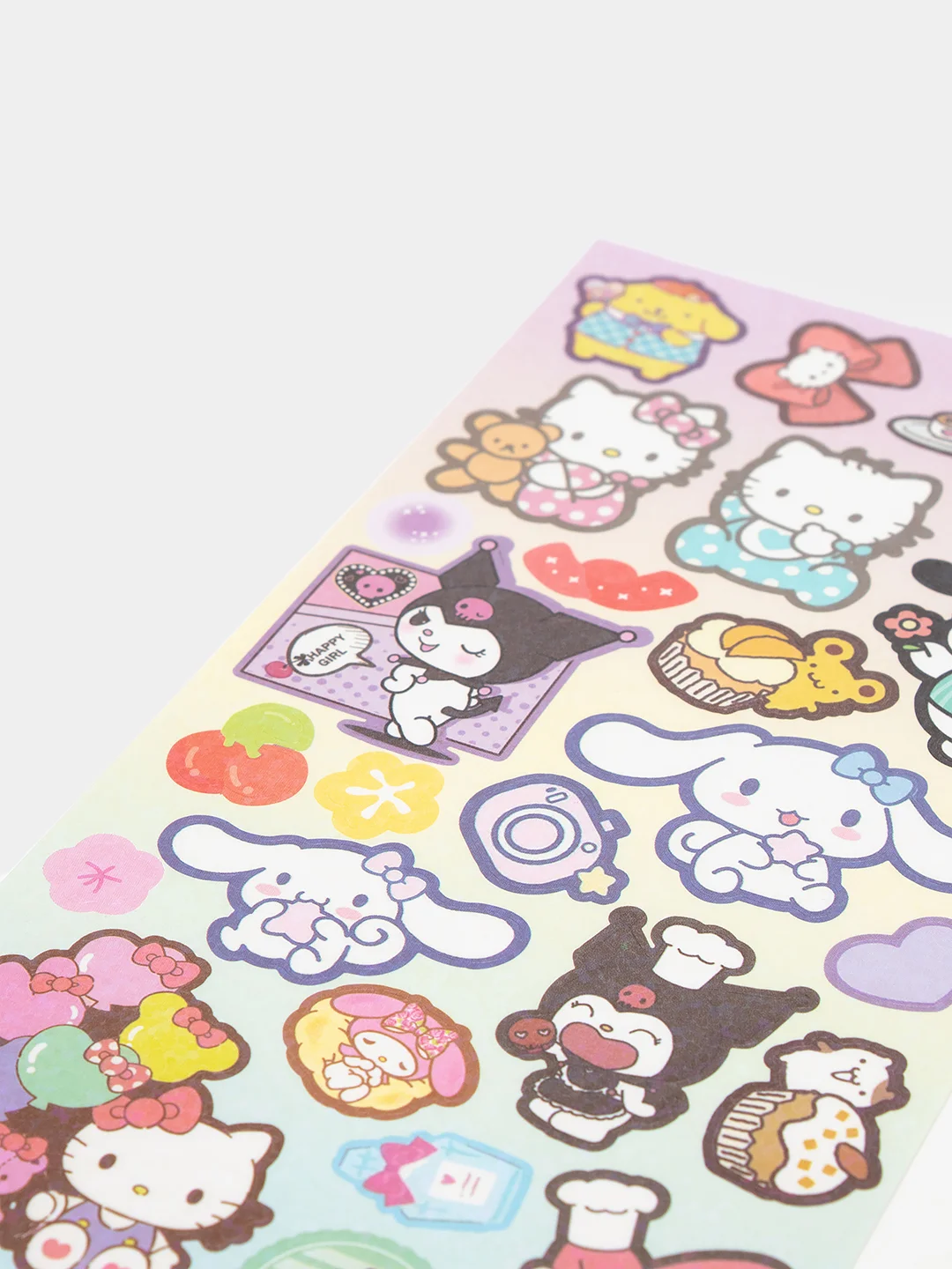 Бирюзовый стикерпак, стикеры Hello Kitty, наклейки "Куроми", декоративный скотч для скрапбукинга