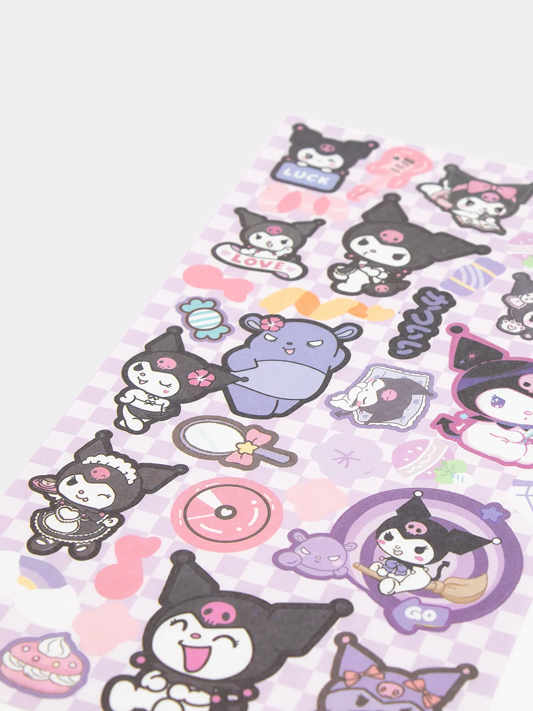 Сиреневый стикерпак, стикеры Hello Kitty, наклейки "Куроми", декоративный скотч для скрапбукинга