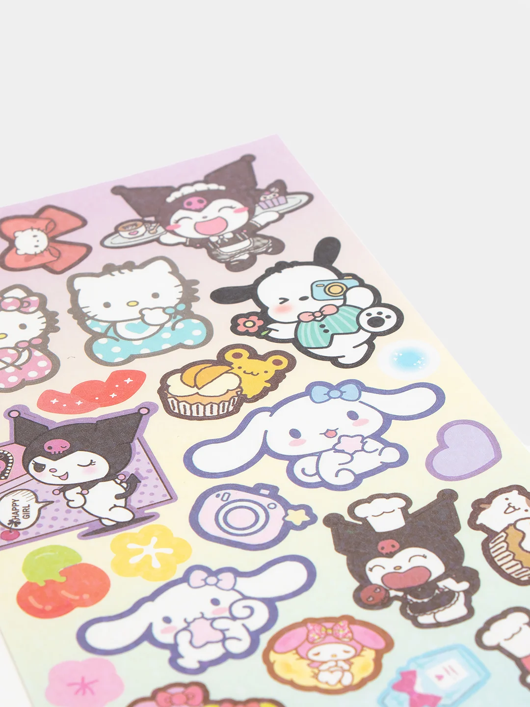 Бирюзовый стикерпак, стикеры Hello Kitty, наклейки "Куроми", декоративный скотч для скрапбукинга