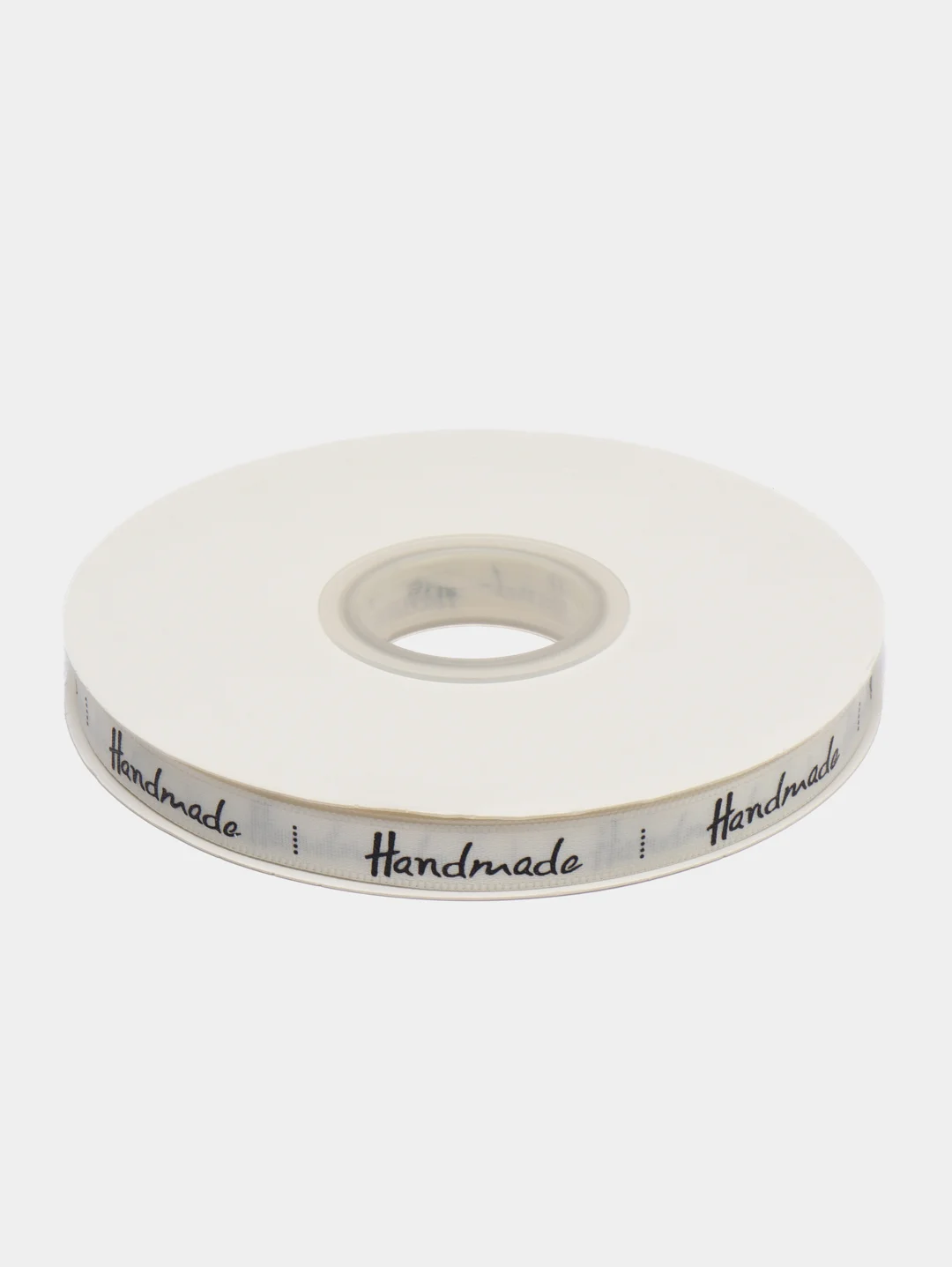 Белый лента атласная, для упаковки подарка, "Hand made", "Ручная работа", 10 мм, 45 метров