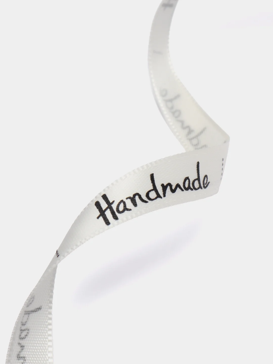 Белый лента атласная, для упаковки подарка, "Hand made", "Ручная работа", 10 мм, 45 метров