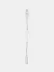 Белый переходник AUX на iPhone Lightning FaisON P-18 с регулятором громкости, 12 см