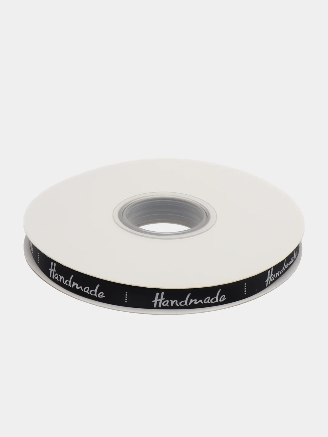 Белый лента атласная, для упаковки подарка, "Hand made", "Ручная работа", 10 мм, 45 метров