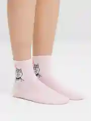 Коралловый меланж носки унисекс с мультяшками, средней длины
