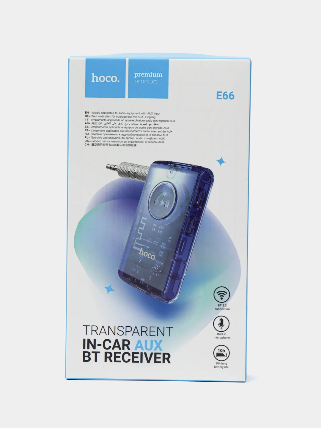 Темно-синий aux, Bluetooth ресивер Hoco E66, автомобильный Bluetooth адаптер, c LED индикатором