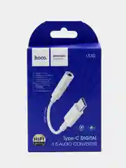 Белый переходник ДЛЯ НАУШНИКОВ hoco LS30 Туре-C - Jack 3.5mm, адаптер AUX Type-C