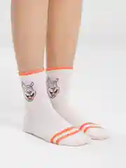 Коралловый носки унисекс с мультяшками, средней длины