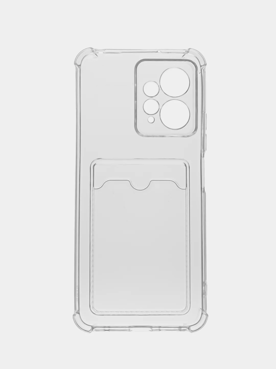 Прозрачный противоударный чехол BROSCORP для Xiaomi Redmi Note 12 4G силиконовый с карманом для карт