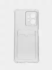 Прозрачный противоударный чехол BROSCORP для Xiaomi Redmi Note 12 4G силиконовый с карманом для карт