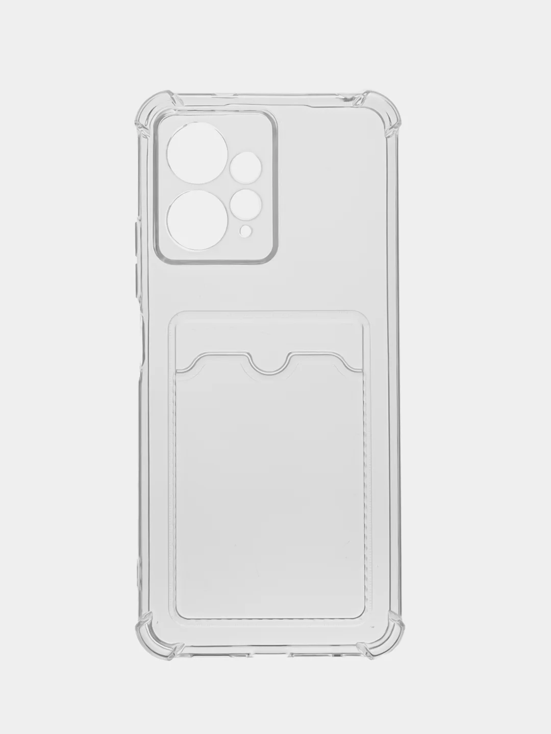 Прозрачный противоударный чехол BROSCORP для Xiaomi Redmi Note 12 4G силиконовый с карманом для карт