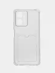 Прозрачный противоударный чехол BROSCORP для Xiaomi Redmi Note 12 4G силиконовый с карманом для карт