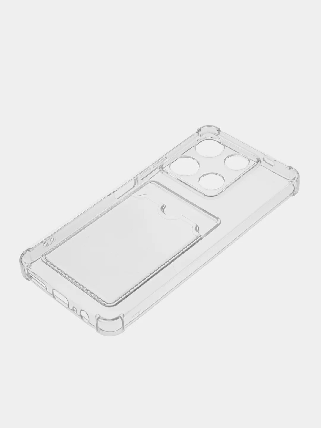 Прозрачный противоударный чехол для Xiaomi Redmi 12, силиконовый, BROSCORP, с карманом для карт