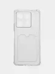 Прозрачный противоударный чехол для Xiaomi Redmi 12, силиконовый, BROSCORP, с карманом для карт