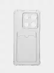 Прозрачный противоударный чехол для Xiaomi Redmi 12, силиконовый, BROSCORP, с карманом для карт