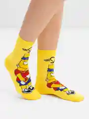 Лимонный носки унисекс, высокие, с принтом "Симпсоны"