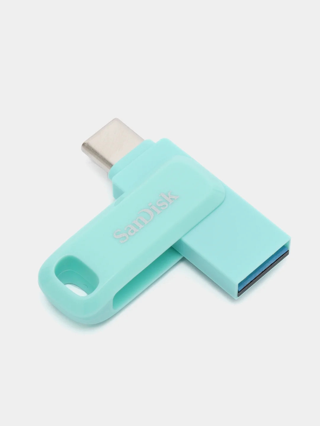 Бирюзовый флешка SanDisk ULTRA USB 3.1, Type-C, карта памяти, поворотная, 4 размера