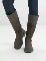 Приглушённый хаки сапоги женские, осенние