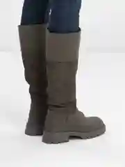 Приглушённый хаки сапоги женские, осенние