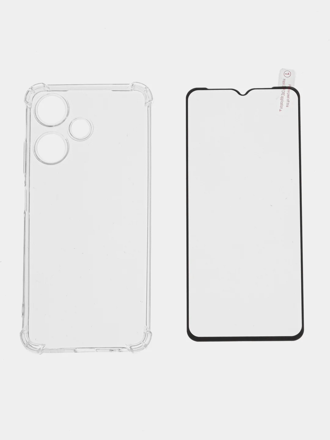 Прозрачный комплект чехол+стекло для Infinix Hot 30i/30i (NFC) защитный, силиконовый BROSCORP