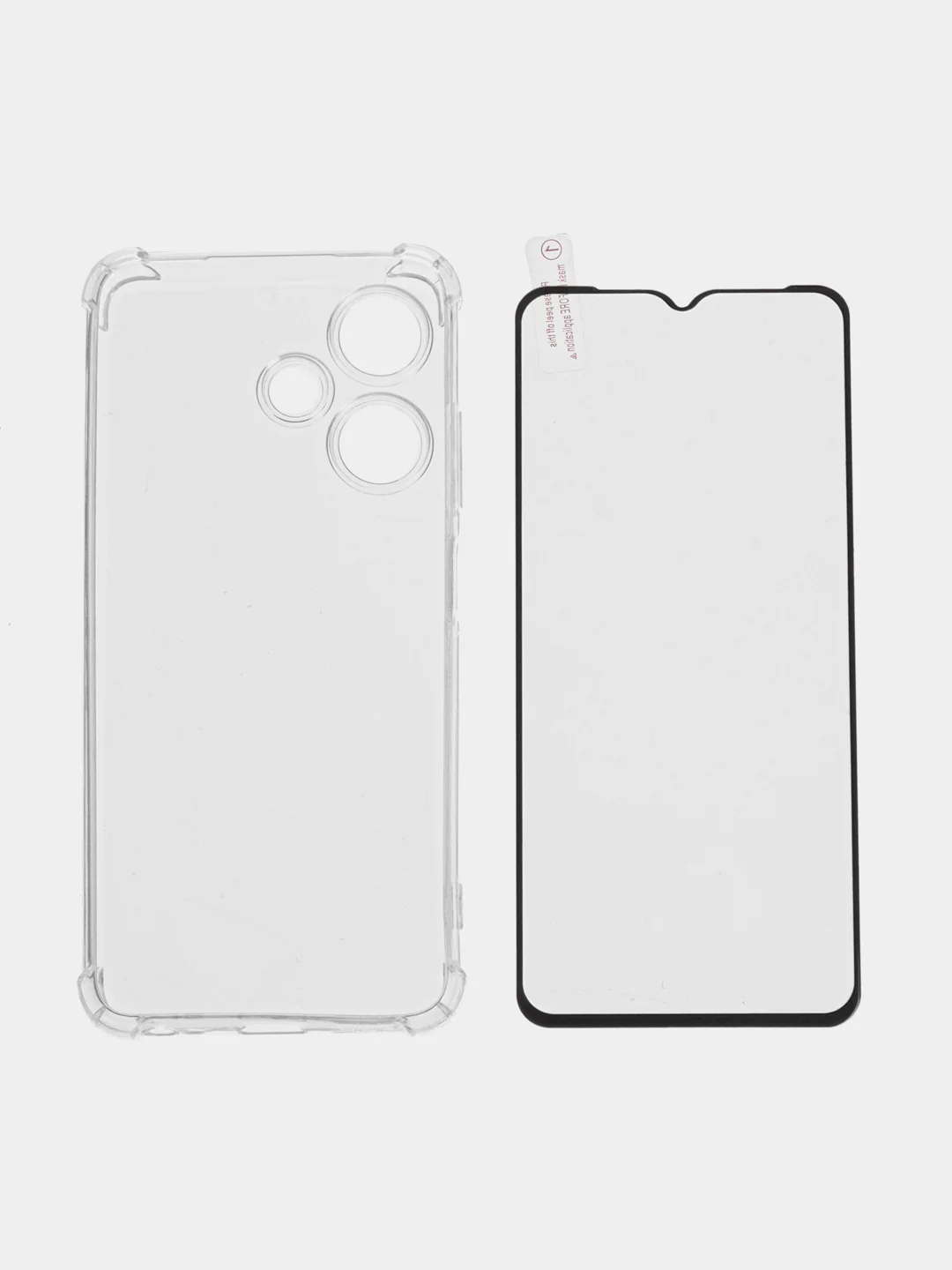 Прозрачный комплект чехол+стекло для Infinix Hot 30i/30i (NFC) защитный, силиконовый BROSCORP