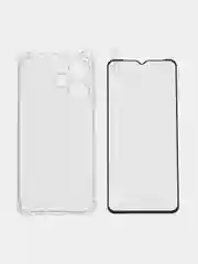 Прозрачный комплект чехол+стекло для Infinix Hot 30i/30i (NFC) защитный, силиконовый BROSCORP
