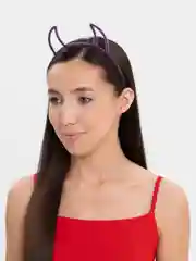 Фиолетовый меховой ободок для волос "Чертенок"
