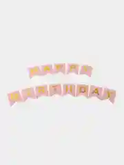 Розовый растяжка из букв "Happy birthday" для дня рождения