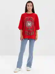 Красный женская футболка свободного кроя, однотонная, Oversize с принтом "TEXAS"