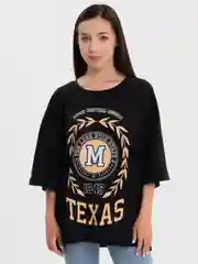 Черный женская футболка свободного кроя, однотонная, Oversize с принтом "TEXAS"
