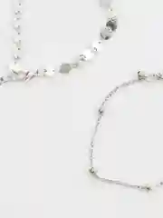 Серебряный анклет-браслет на ногу, двойной, с кружочками